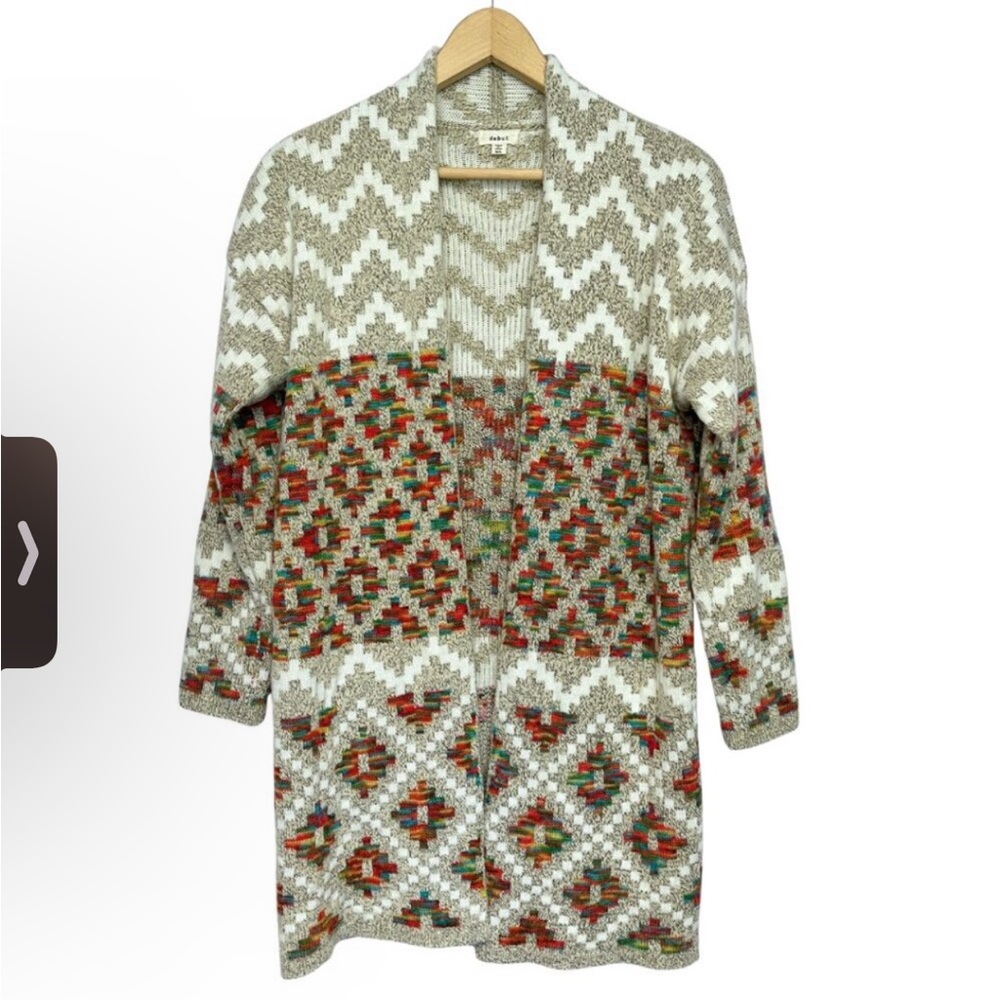 Debut Cardigan Sweater Boho Print Open Front Cabincore